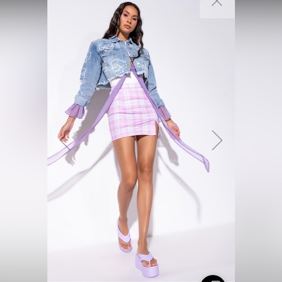 One Eight Azalea Wang Skull monogram denim Jacket - Picture 2 of 14